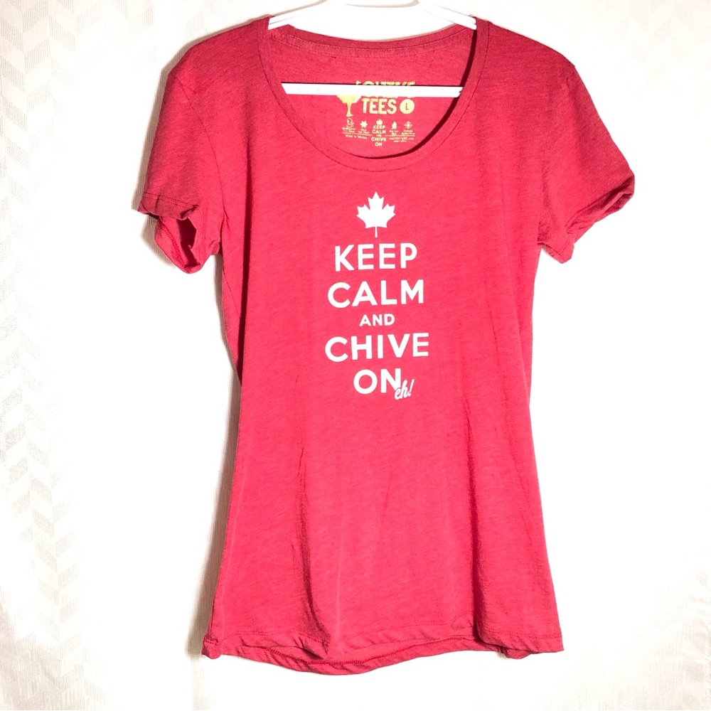 The Chivery Canada Keep Calm And Chive On Eh? Tshirt Women’s Large NWOT Rare